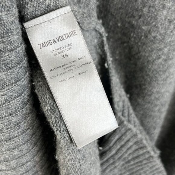 Zadig & Voltaire Womens Stoned Cashmere & Wool-Blend Pullover Grey - Picture 9 of 9